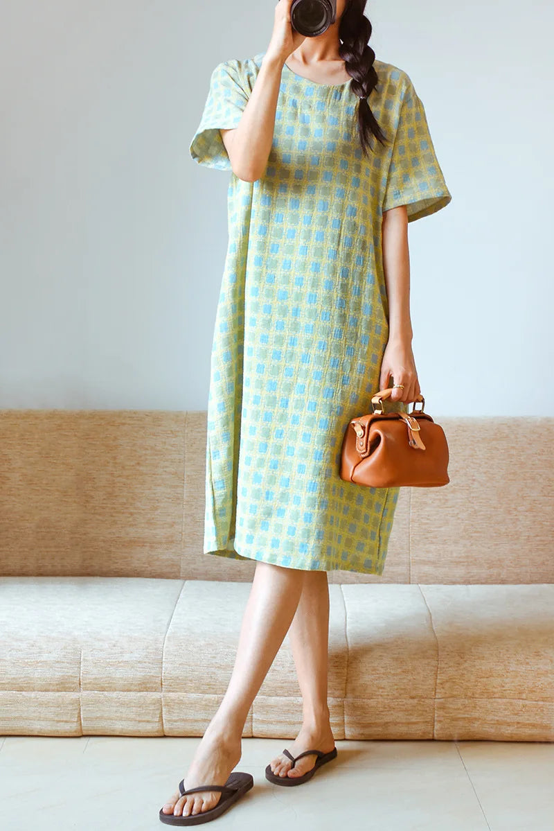 Loose Pullover Cotton Jacquard Nightgown