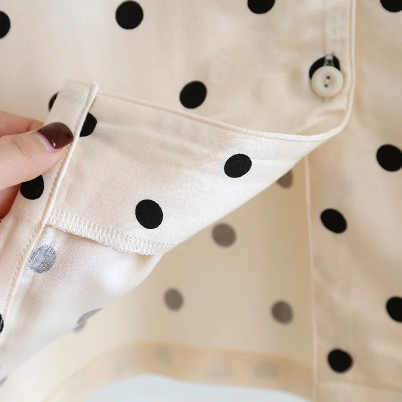 Luxe Polka Viscose Long Sleeve Pants Pajama Set