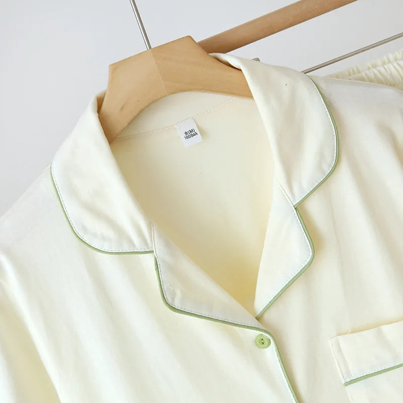 Soft Knitted Cotton Short-Sleeve Shorts Pajama Set