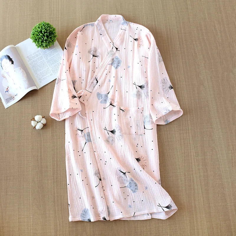 Flowing Ginkgo Cotton Robe