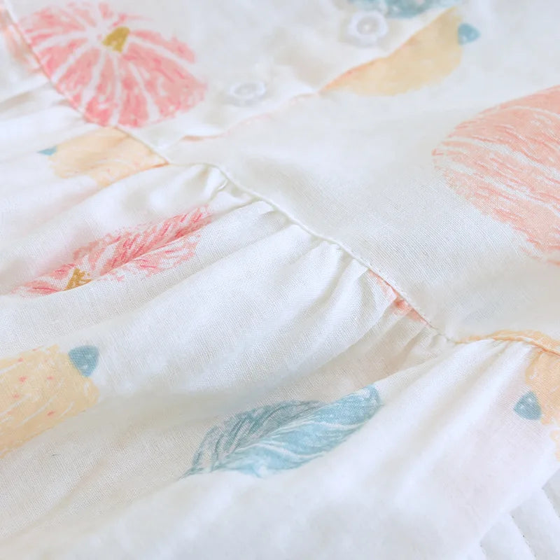 Pumpkin Lace-Trimmed Cotton Gauze Nightgown