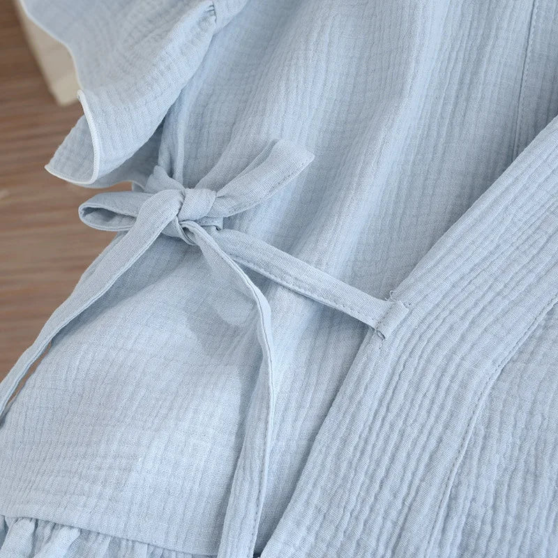 Japanese Kimono-inspired Pure Cotton Short Sleeve Shorts Pajama Set