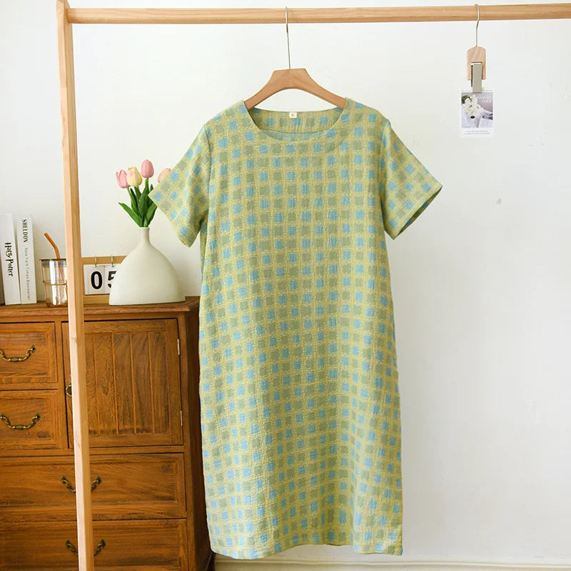Loose Pullover Cotton Jacquard Nightgown