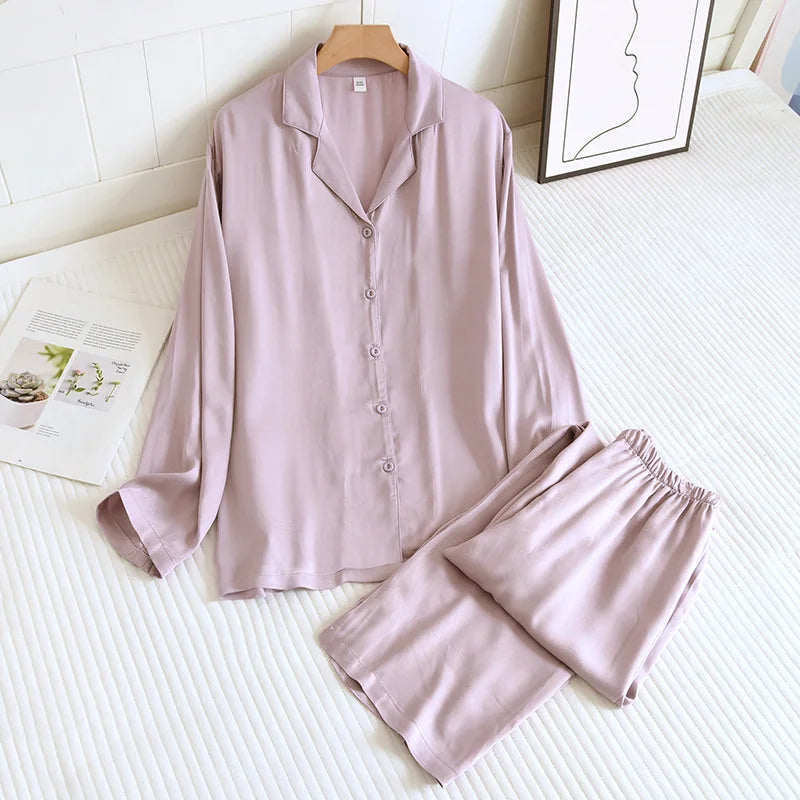 Minimalist Viscose Long Sleeve Pants Pajama Set