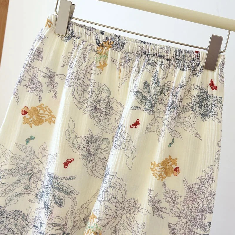 Forest Painting Cotton Long Sleeve Pants Pajama Set
