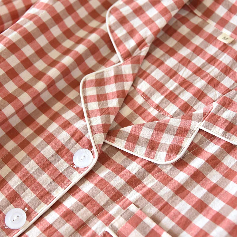 Plaid Cotton Long-Sleeve Pants Pajama Set