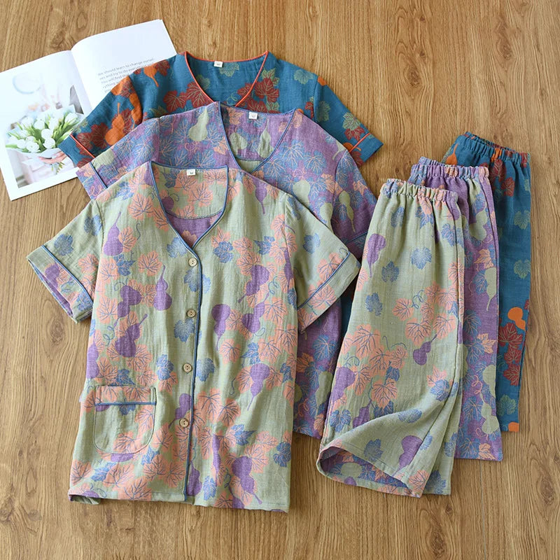 Nature's Whispers Cotton Short Sleeve Capris Pajama Set