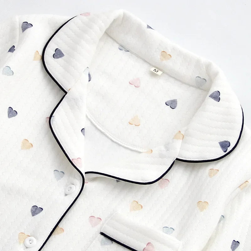 Hearts Cotton Long Sleeve Pants Pajama Set