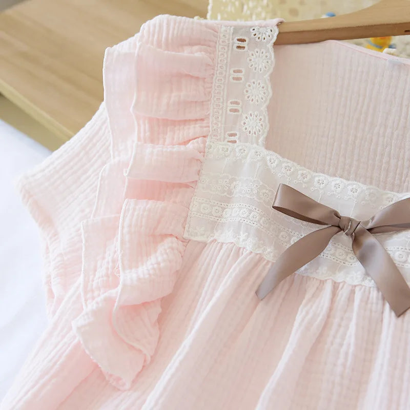 Cute Bow Tie Neck Cotton Short Sleeve Shorts Pajama Set