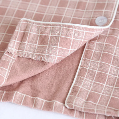 Brushed Plaid Cotton Long Sleeve Pants Pajama Set