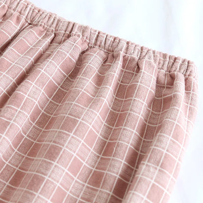 Brushed Plaid Cotton Long Sleeve Pants Pajama Set
