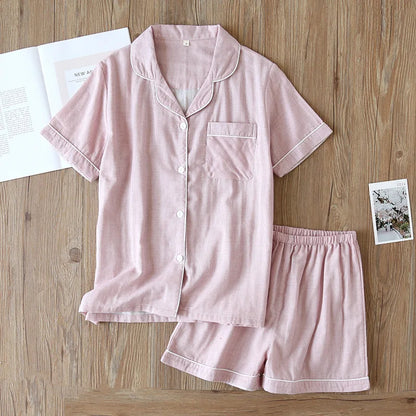 Classic Cotton Short-Sleeve Shorts Pajama Set