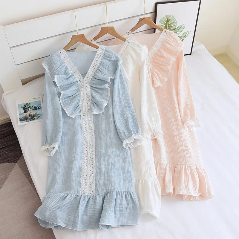 Princess Style Lace Cotton Nightgown
