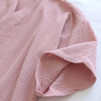 Kimono-Inspired Cotton Short-Sleeve Shorts Pajama Set