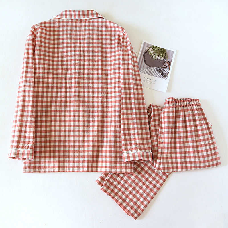 Plaid Cotton Long-Sleeve Pants Pajama Set
