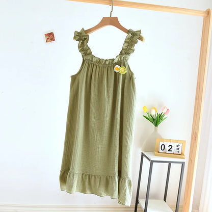 Breezy Thin Flowery Cotton Nightgown
