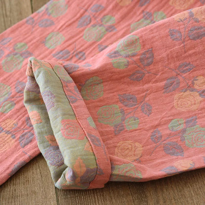 Rose-Inspired Cotton Long Sleeve Pants Pajama Set