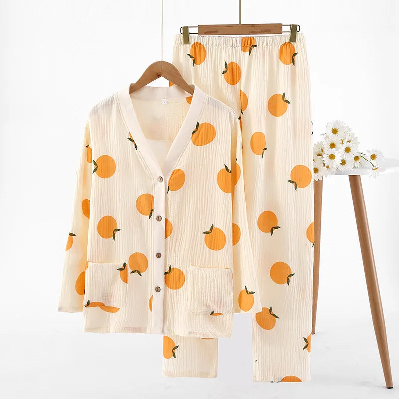Spring Harvest Cotton Long Sleeve Pants Pajama Set
