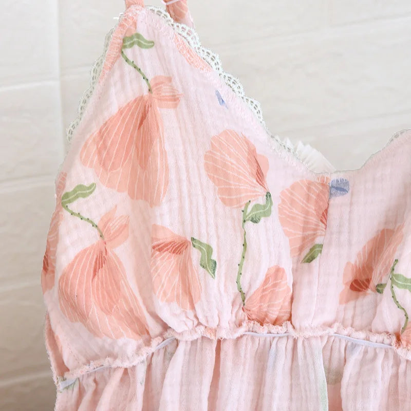 Floral Cotton Camisole Pajama Shorts Set