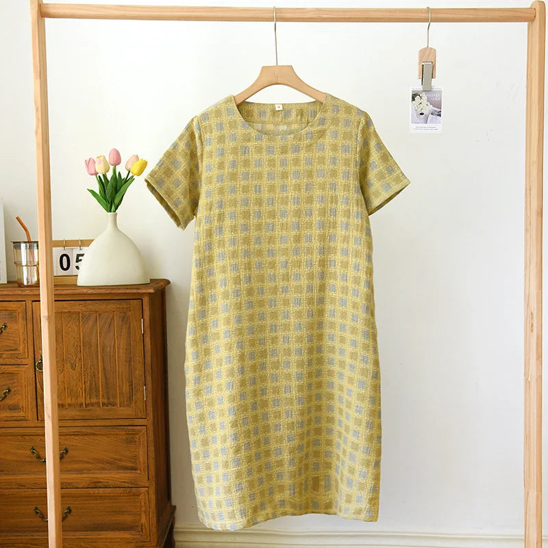 Loose Pullover Cotton Jacquard Nightgown