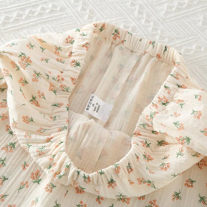 Delicate Floral Cotton Long Sleeve Pants Pajama Set
