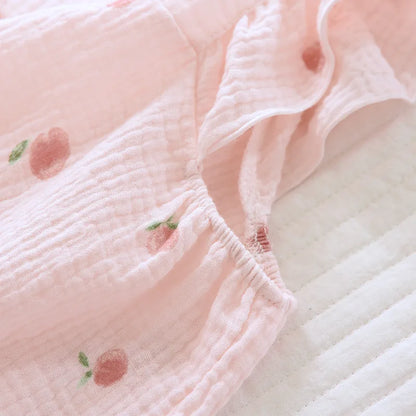 Peachy Sleeveless Ruffle Cotton Shorts Pajama Set