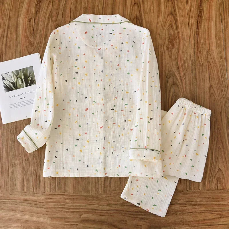 Vibrant Cotton Long Sleeve Pants Pajama Set