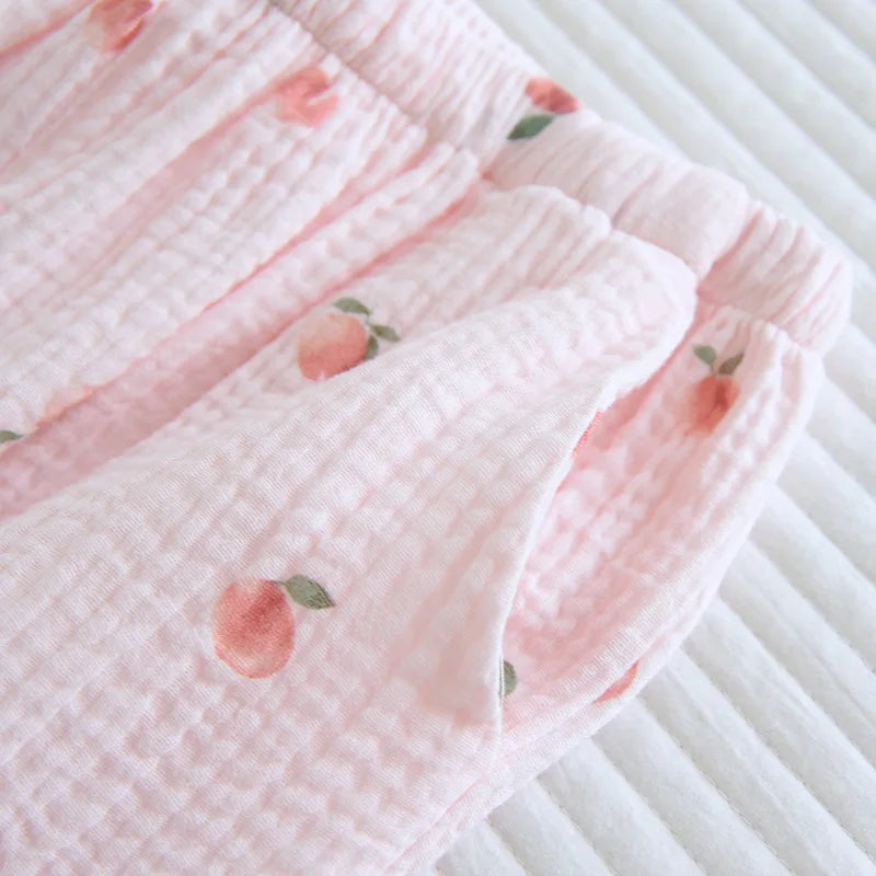 V-Neck Peachy Cotton Short-Sleeve Shorts Pajama Set